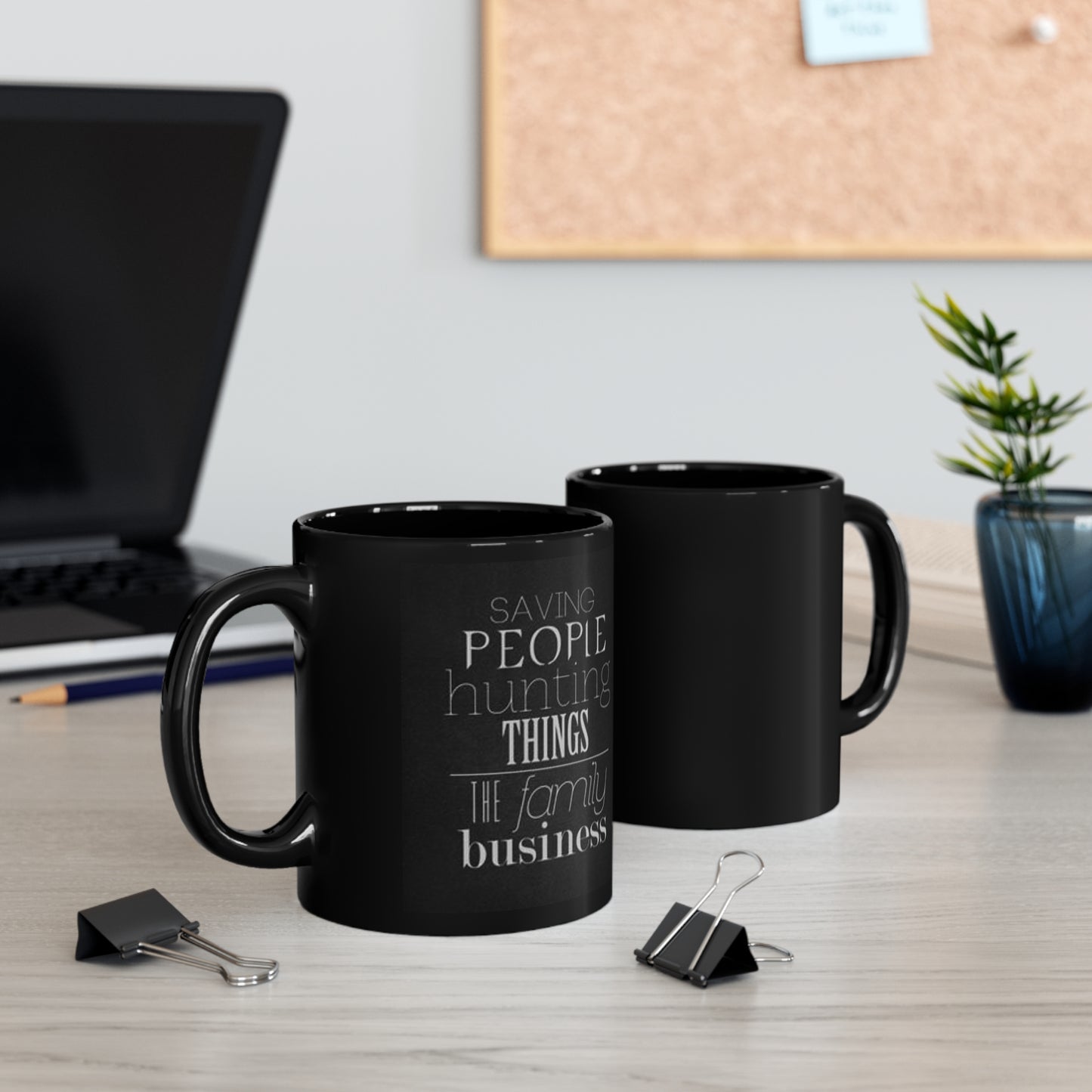 supernatural "Saving People Family Business" 11oz Black Mug