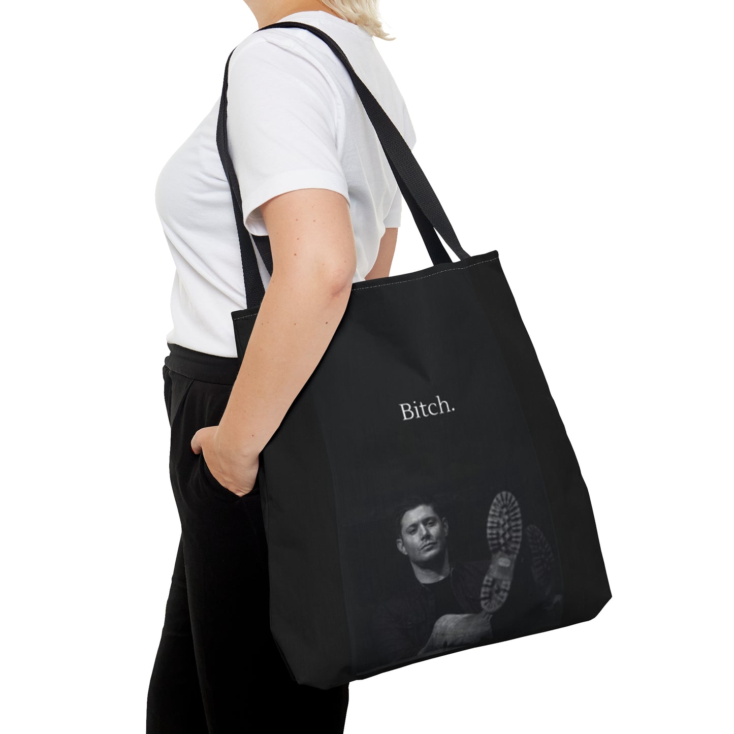 Supernatural "Bitch/Jerk" black Tote Bag (AOP)
