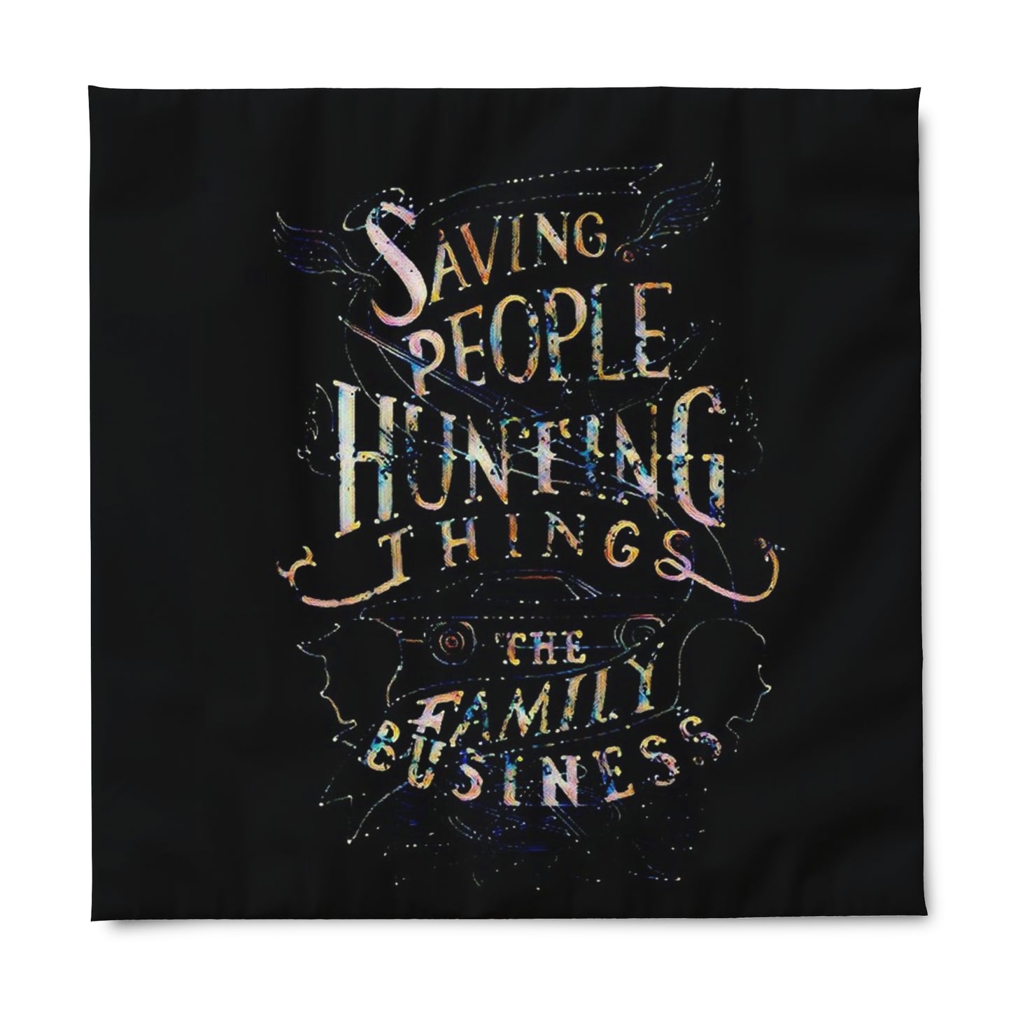 Supernatural "Saving People/Stars" black Duvet Cover