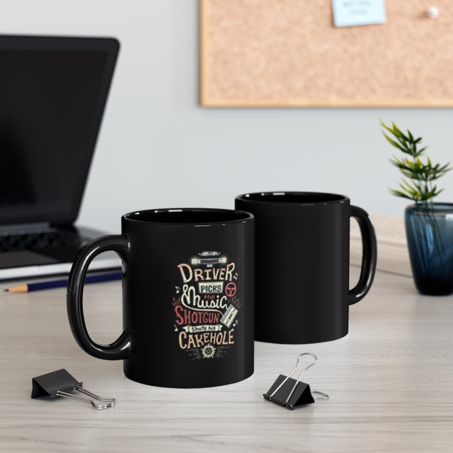 Supernatural "Driver Shuts Cakehole" black 11oz Black Mug