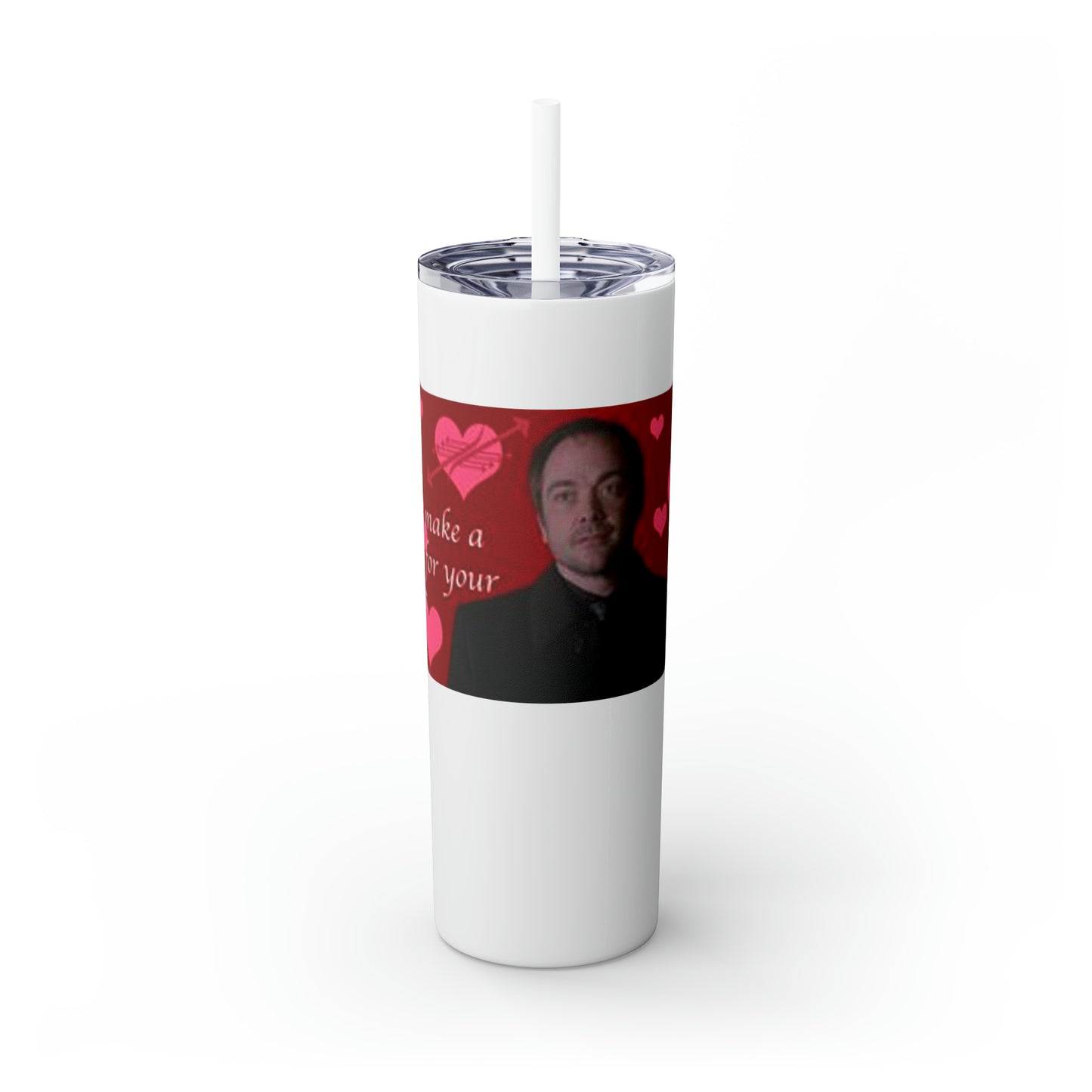 Supernatural Crowley Valentine, Skinny Tumbler with Straw, 20oz