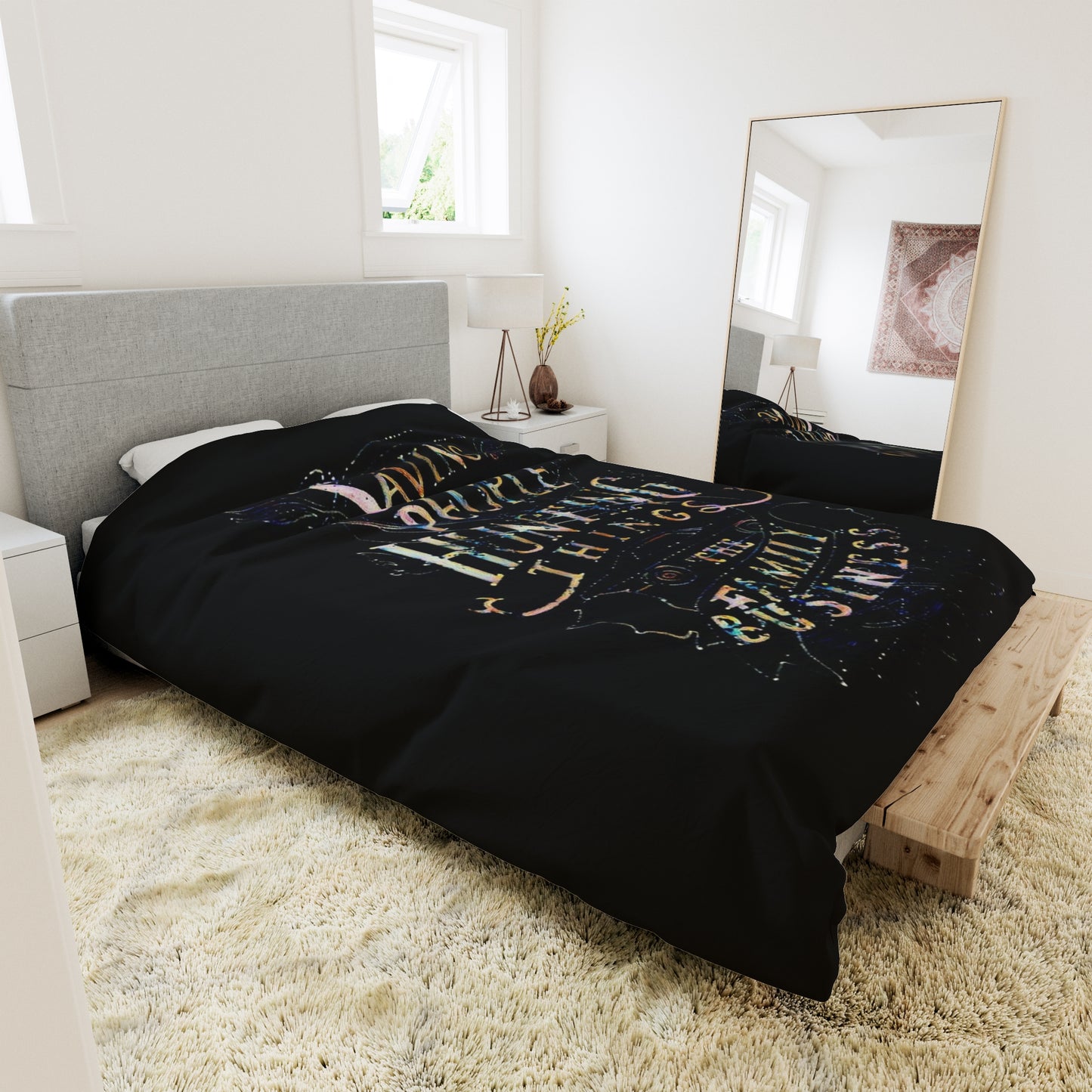Supernatural "Saving People/Stars" black Duvet Cover