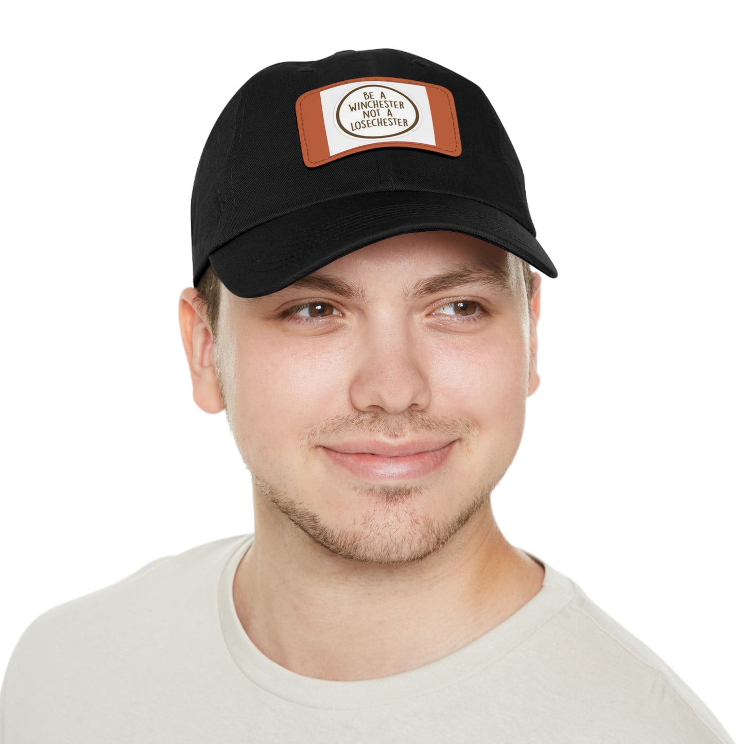 Supernatural "Don't be a Losechester" Dad Hat with Leather Patch (Rectangle)