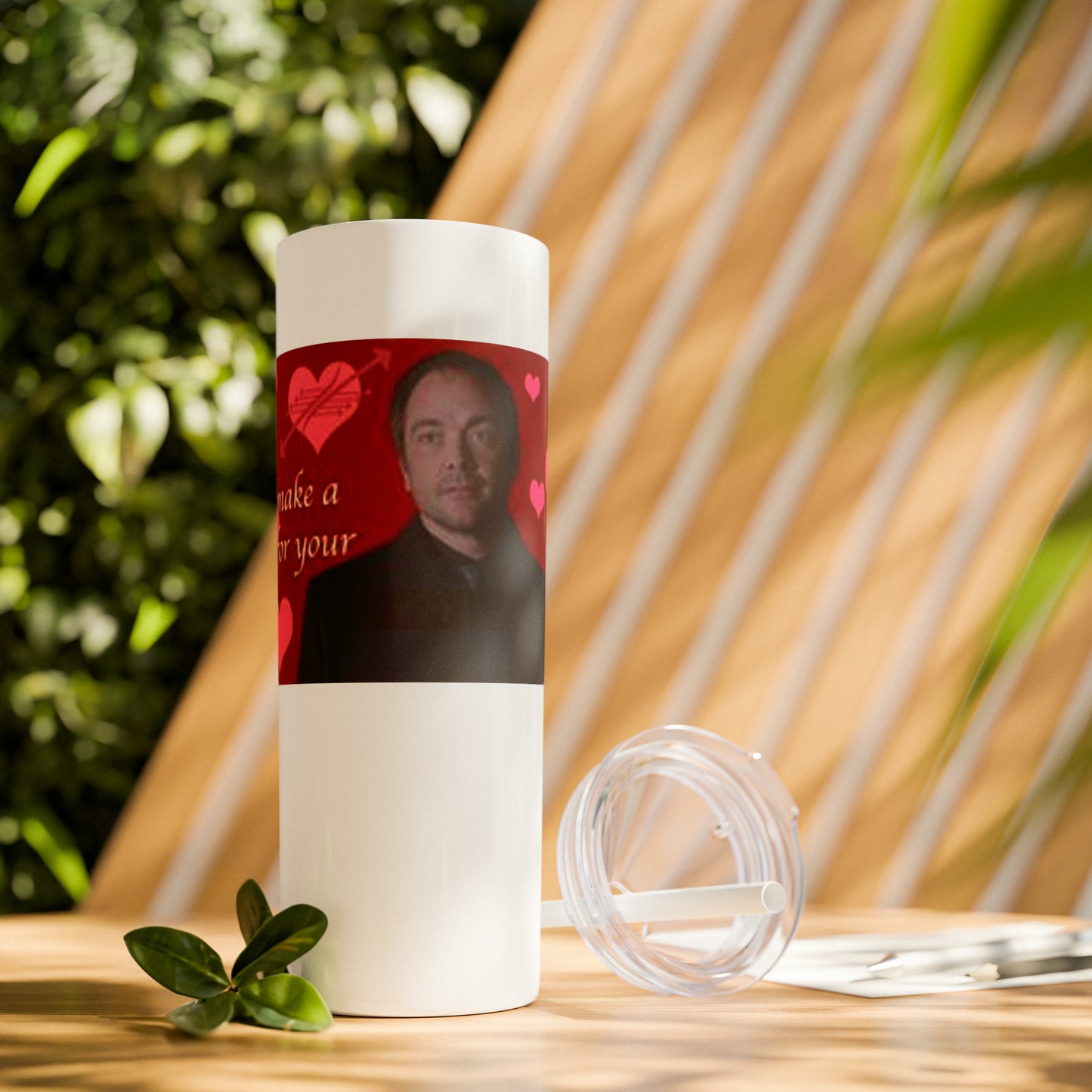 Supernatural Crowley Valentine, Skinny Tumbler with Straw, 20oz