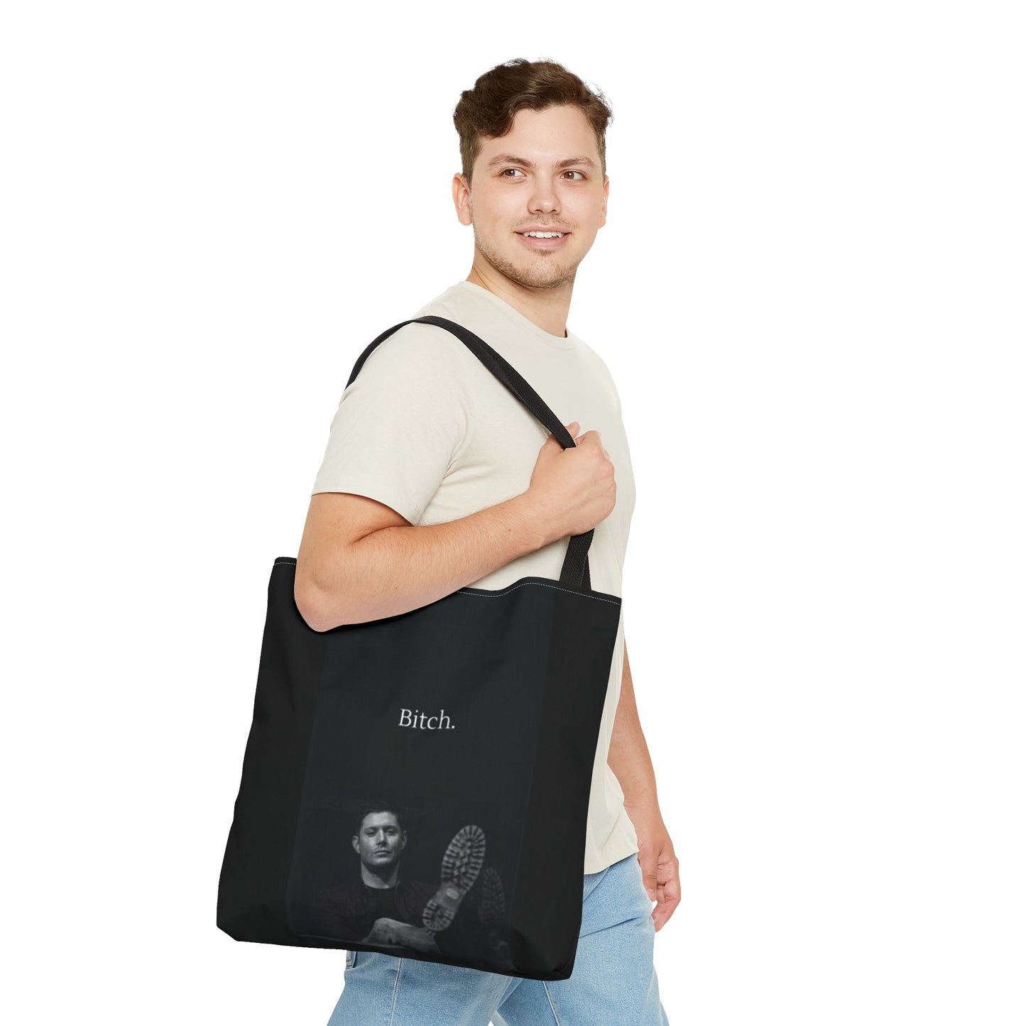 Supernatural "Bitch/Jerk" black Tote Bag (AOP)
