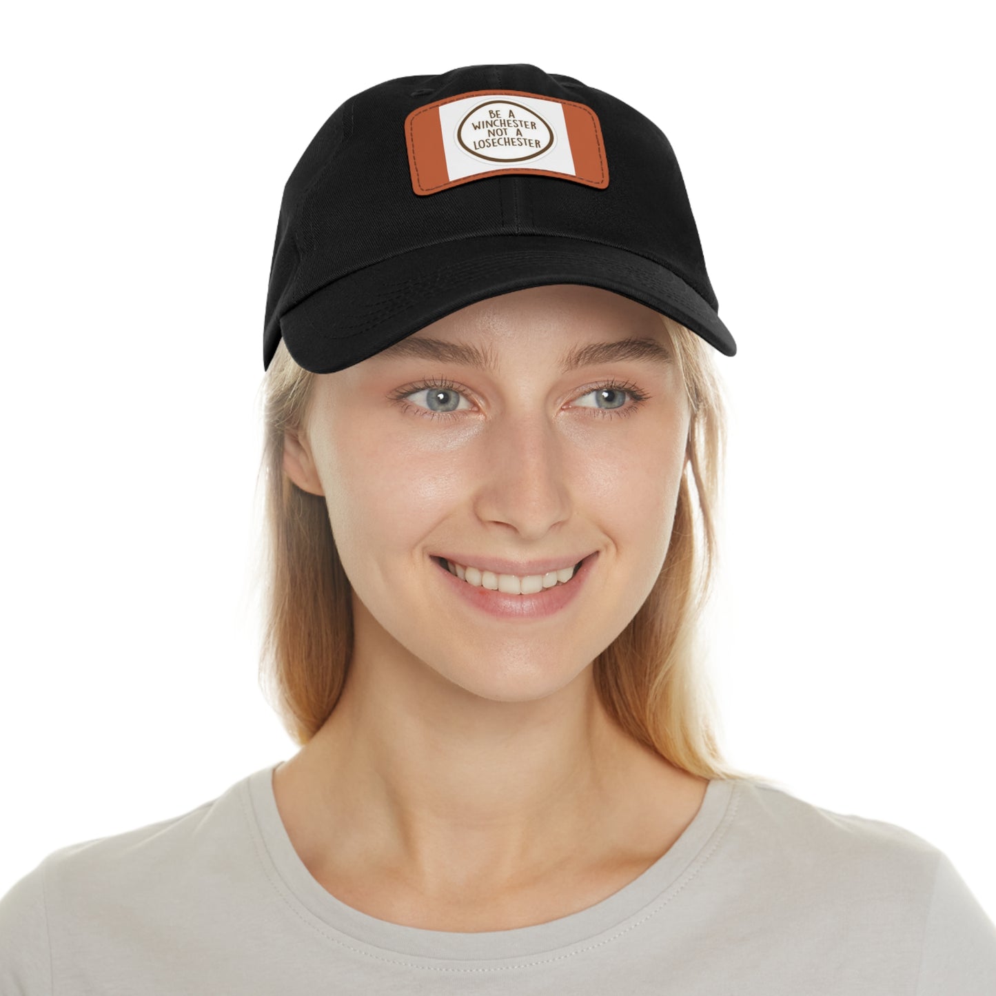 Supernatural "Don't be a Losechester" Dad Hat with Leather Patch (Rectangle)