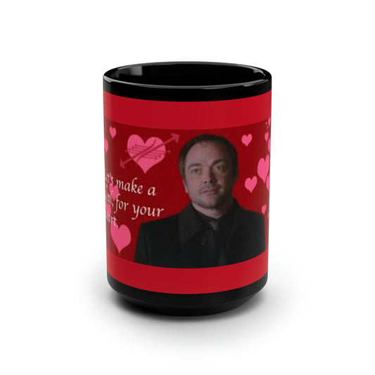 Supernatural Crowley Valentine, Black Mug, 15oz