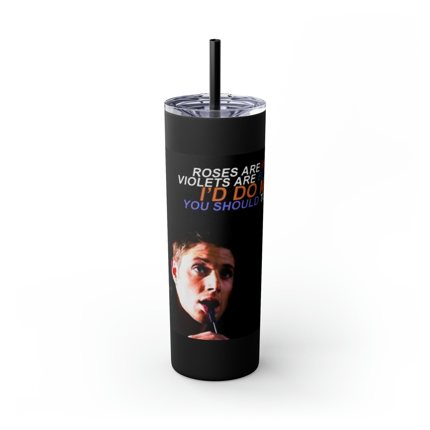 Supernatural Dean Valentine, Skinny Tumbler with Straw, 20oz