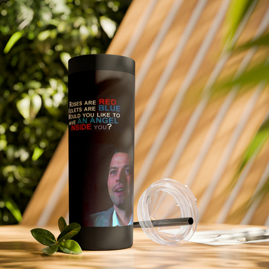 Supernatural Cas Valentine, Skinny Tumbler with Straw, 20oz