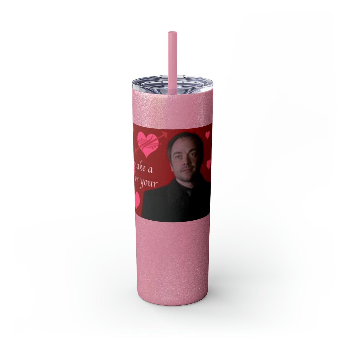 Supernatural Crowley Valentine, Skinny Tumbler with Straw, 20oz