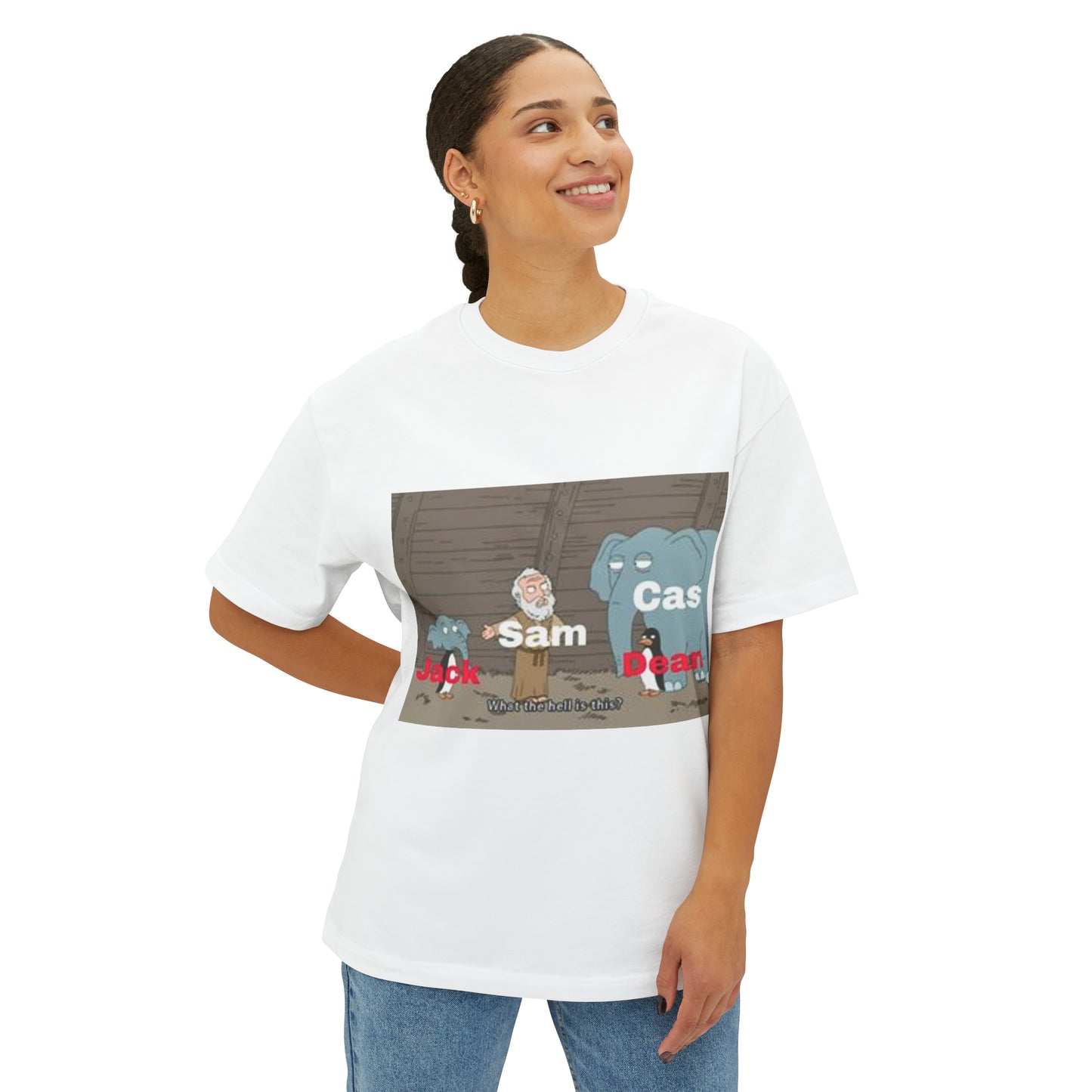 Supernatural cartoon, Unisex Oversized Boxy Tee