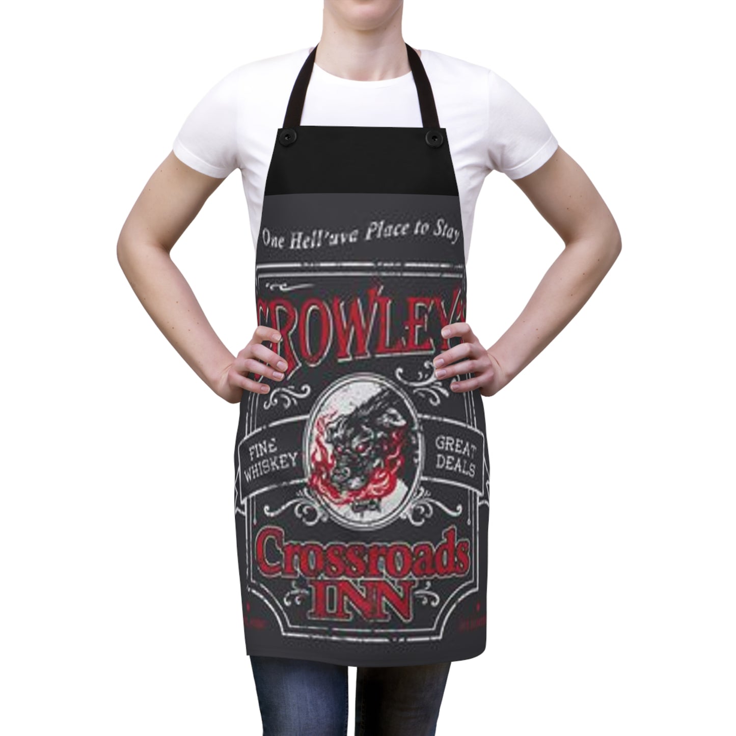 Supernatural "Crowleys Crossroads Inn" black Apron (AOP)