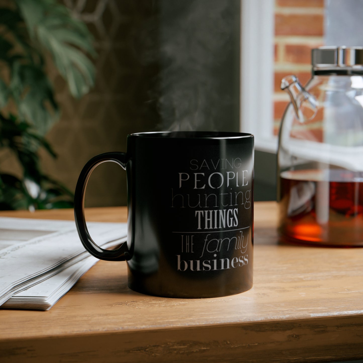 supernatural "Saving People Family Business" 11oz Black Mug