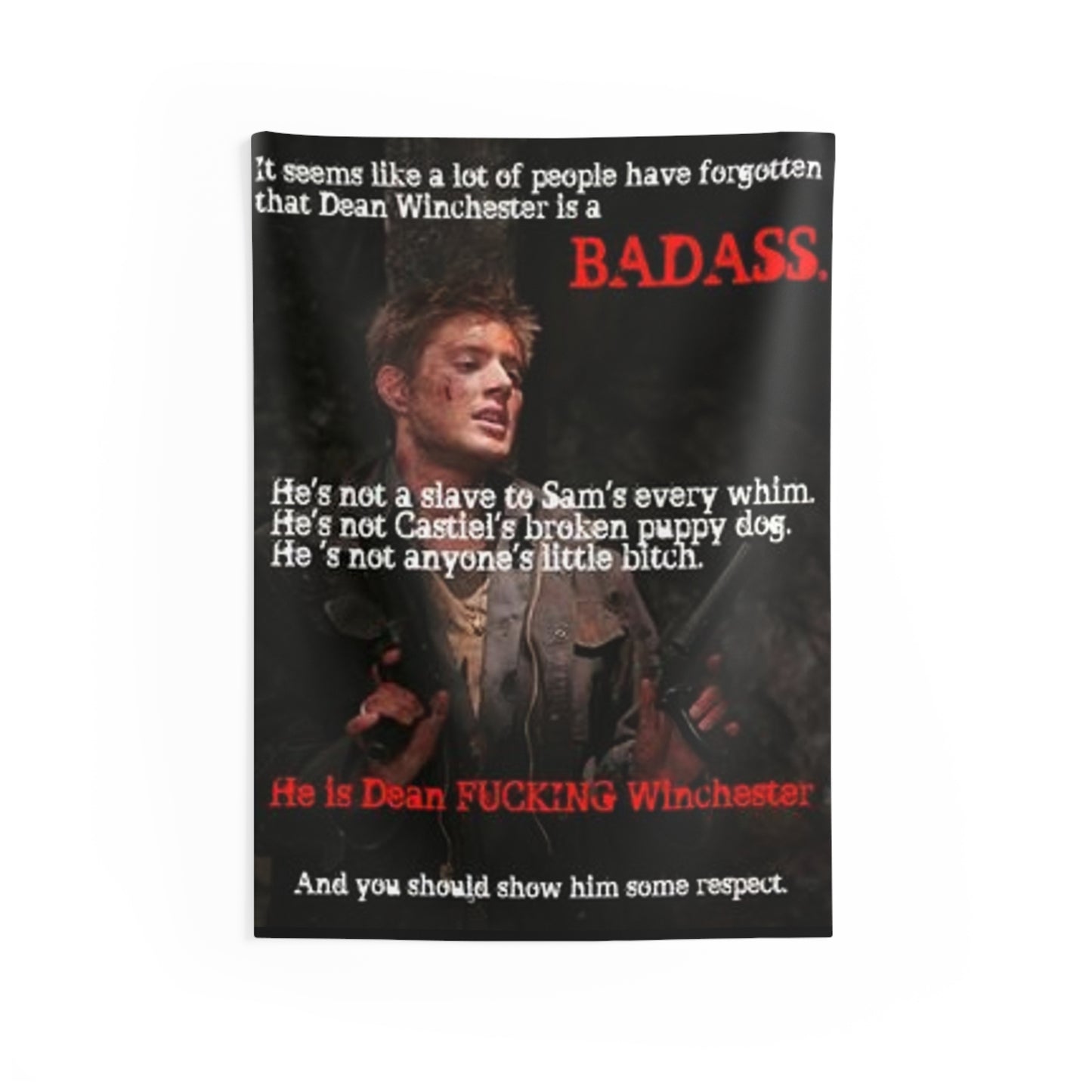 Supernatural "Dean" Indoor Wall Tapestries